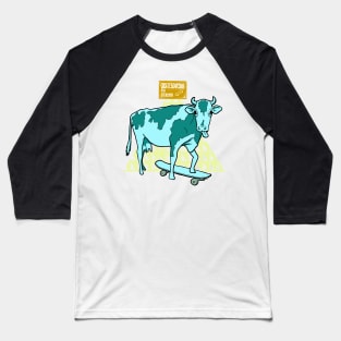 Cow Skateboarding Baseball T-Shirt